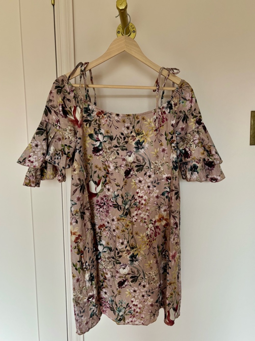 Zara Ruffle Sleeve Tie-Shoulder Mini Dress